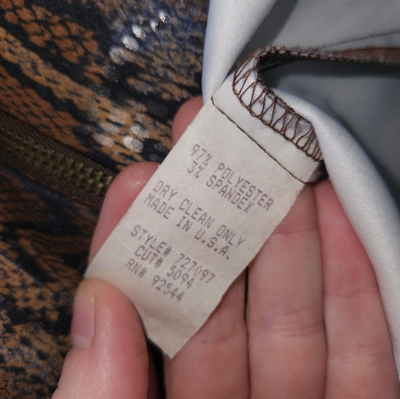 Harlow‎ vintage 3 piece faux leather animal print outfit jacket skirt pants - Picture 6 of 15